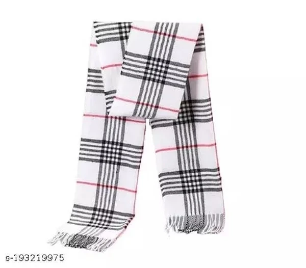 GWSc- 193219975 Alexvyan White Small Check Pattern Winter Stoles Muffler Scarf  - Free Size, Fair Pink