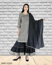 GWa-11103 Women Kurta Sharara dupatta Set - L
