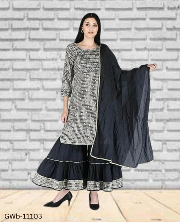 GWa-11103 Women Kurta Sharara dupatta Set - L