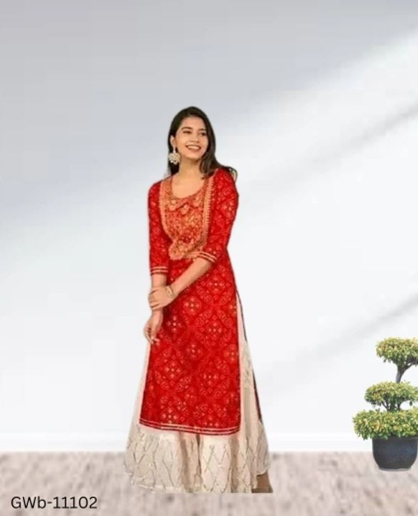 GWa-11102 Rayon Kurti With Sharara Set - XL