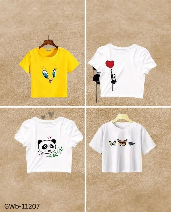 GWb-11207 Stylish Round Neck T-Shirt For Girls  - S