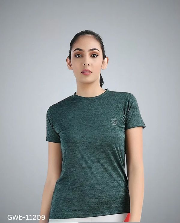 GWb-11209 Lycra Blend Round Neck T-Shirts for Women - L