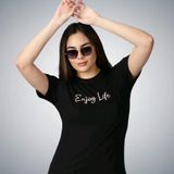 GWb-11210 Half Sleeve Black T-Shirt For Girls & Women's  - XXL