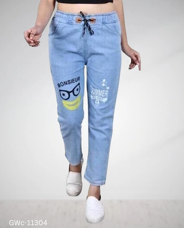GWc-11304 Stylish Denim Blue Jeans For Girls & Ladies - 28