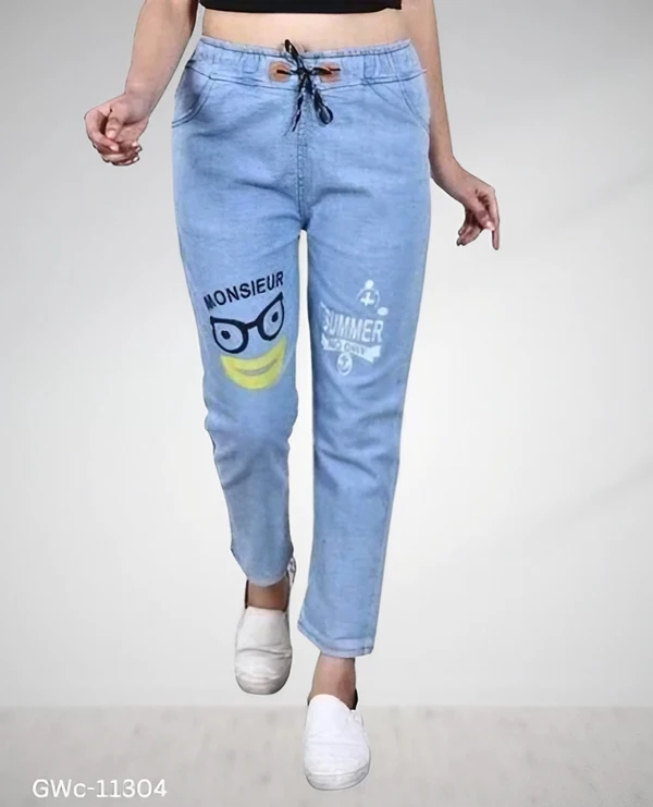 GWc-11304 Stylish Denim Blue Jeans For Girls & Ladies - 30
