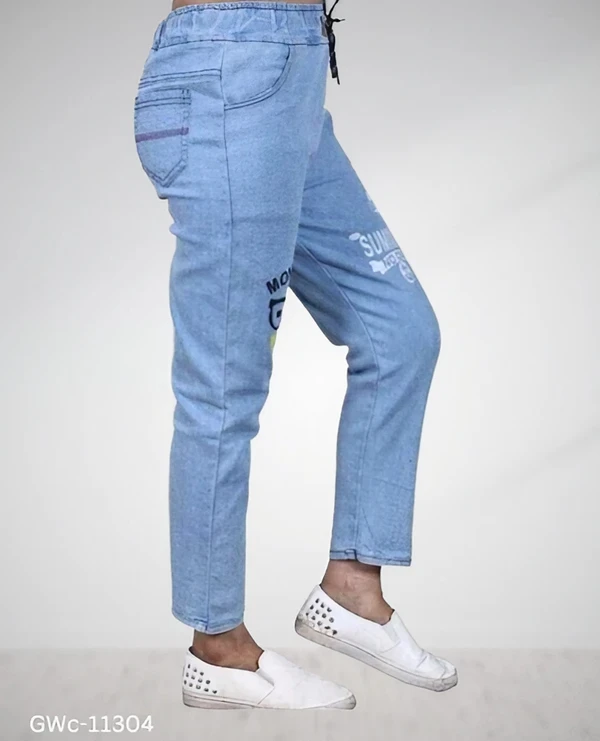 GWc-11304 Stylish Denim Blue Jeans For Girls & Ladies - 30