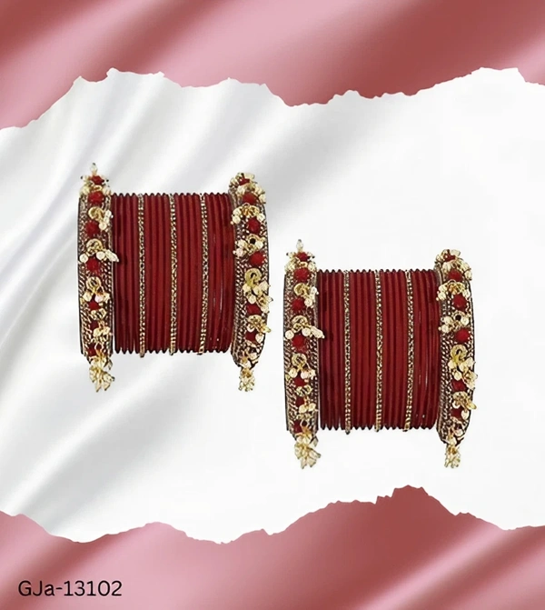 GJa-13102 Maroon Latkan Pattern Chuda set  - 2.4