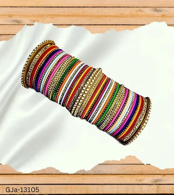 GJa-13105 Multi Colored Zircon stone Bangle set  - 2.4