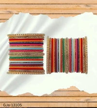 GJa-13105 Multi Colored Zircon stone Bangle set  - 2.8