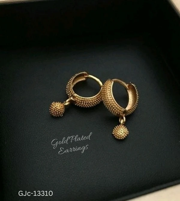 GJc-13310 Gold Plated Earrings For Girls - Non-Adjustable
