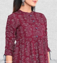 GWWc-20317 Wine Printed Ragular Top For Women  - XXL