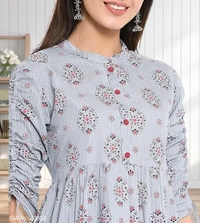 GWWc-20318 Rayon Printed Ragular Top For Women [Grey] - XXL