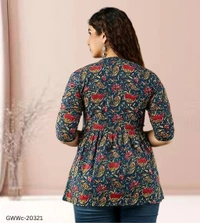 GWWc-20321 Printed Cotton Top For Women's  - L