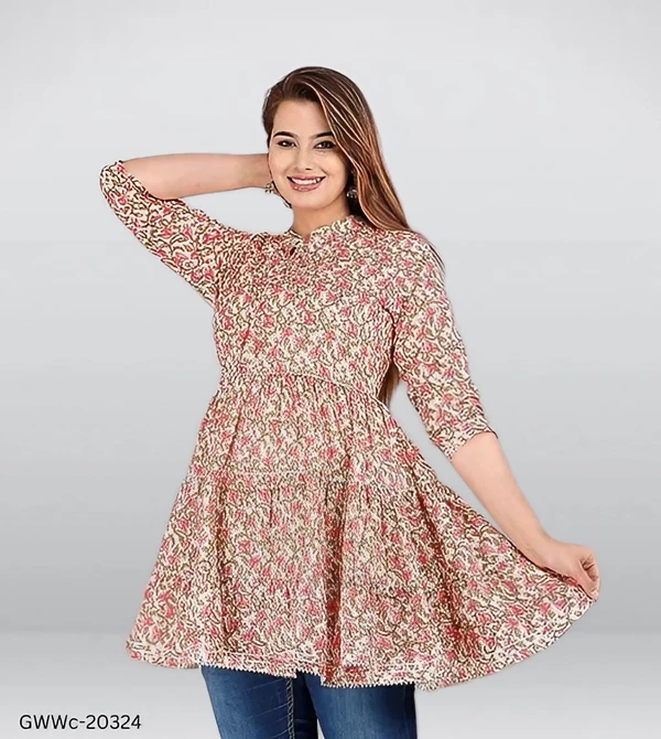 GWWc-20324 Fancy Cotton Fabric Treandy Tops - XL