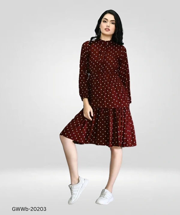 GWWb-20203 Fit And Flare One Piece Dress For Women - XXL