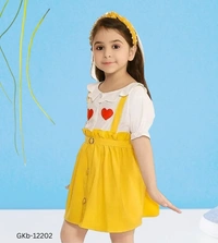 GKb-12202 Stylish Cotton Blend Frock For Girls - 2-3 Years