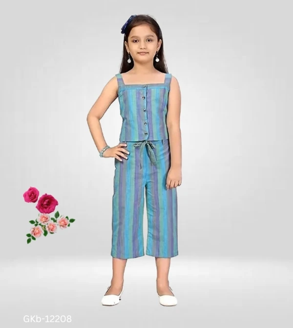 GKb-12208 Striped Pattern Top and Pants For Girls  - 4-5 Years