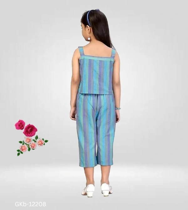 GKb-12208 Striped Pattern Top and Pants For Girls  - 8-9 Years