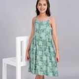 GKb-12212 Rayon Printed knee length Dresses For Girls  - 9-10 Years