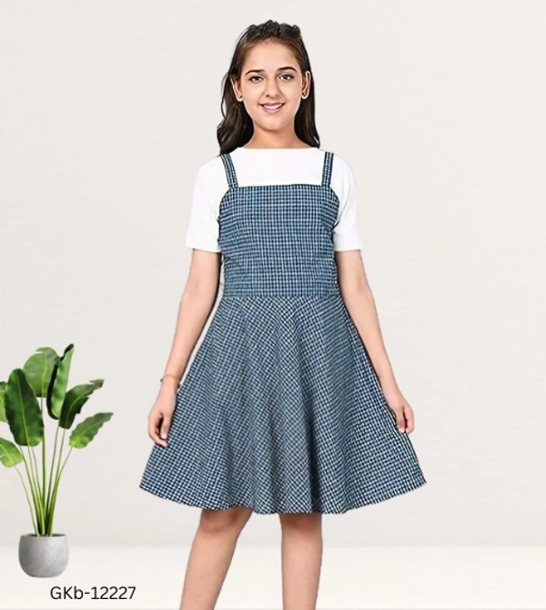 GKb-12227 Printed Cotton Frock For Girls  - 8-9 Years
