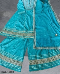 GWa-11104 Women Cotton kurta Sharara & Dupatta Set - XL