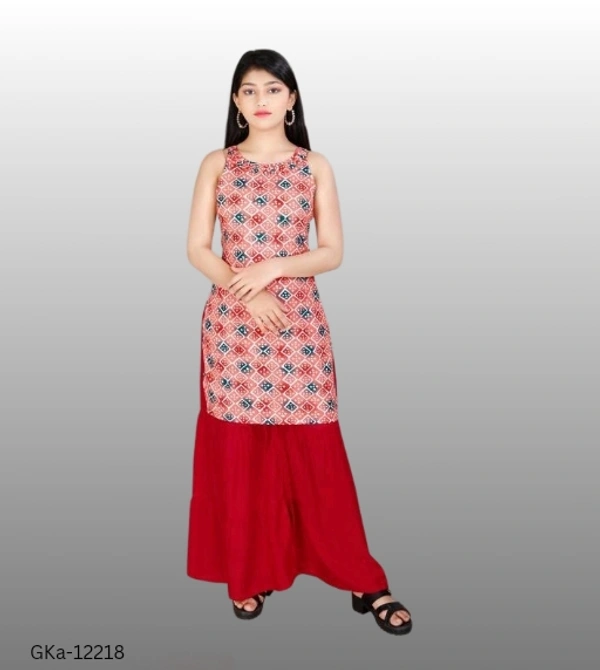 GKb-12218 Rayon Printed Top With Plazzo - 6-7 Years