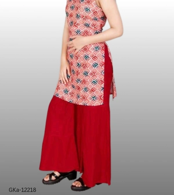 GKb-12218 Rayon Printed Top With Plazzo - 6-7 Years