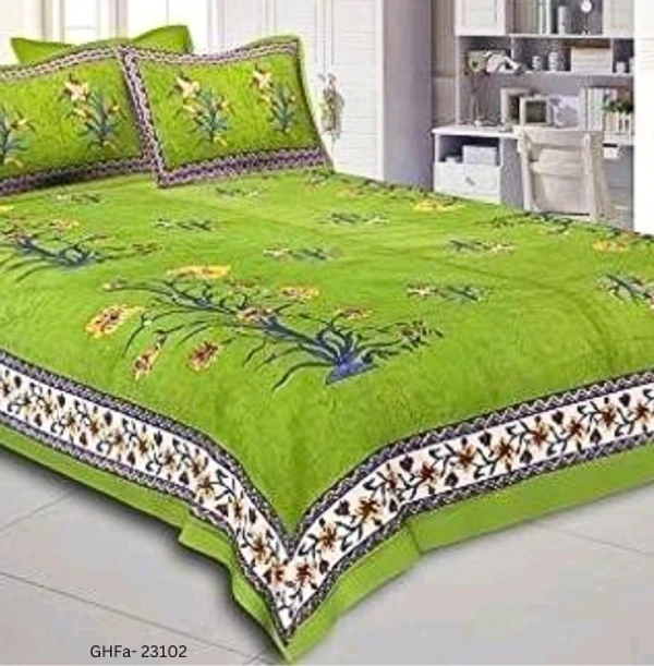 GHFa-23102 Cotton Printed Double Bedsheet - Free Size
