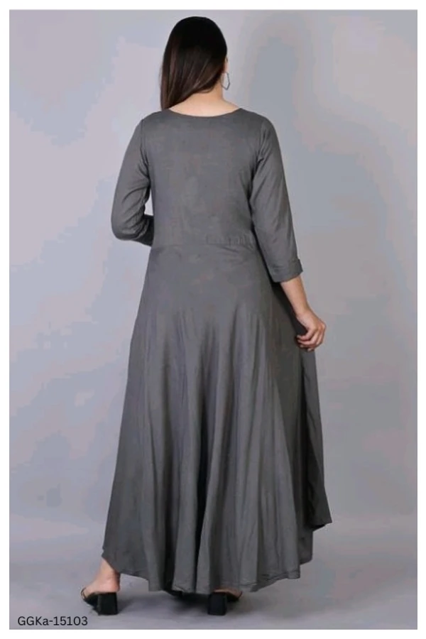 GGKa-15103 Women Grey Rayon Gown Dress - L