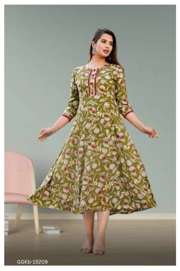 GGKb-15209 Anarkali Long Kurti For Women's - L