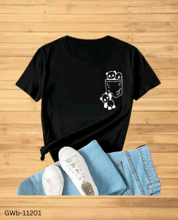 GWb-11201 Round Neck T-Shirt For Girls & Women  - S