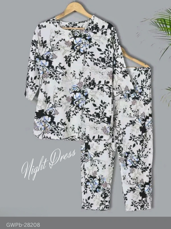 GWPb-28208 Printed Rayon Night Wear For Girls - L