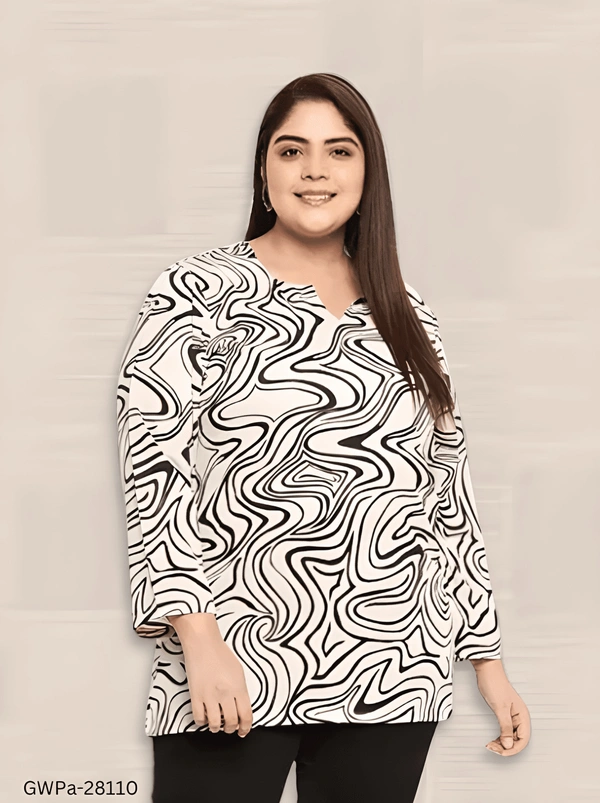 GWPa-28110 Polyester Printed Tops For & Women & Girl  - XL