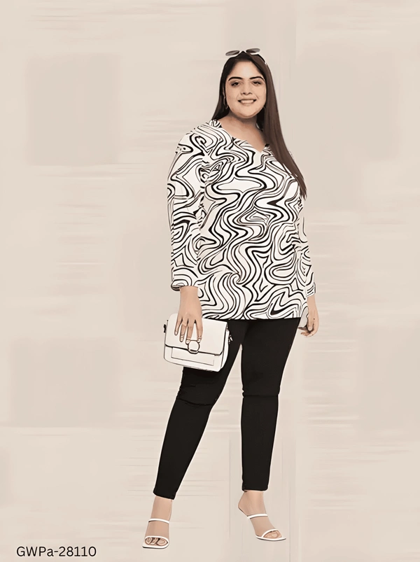 GWPa-28110 Polyester Printed Tops For & Women & Girl  - XL