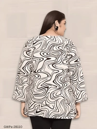 GWPa-28110 Polyester Printed Tops For & Women & Girl  - 3XL