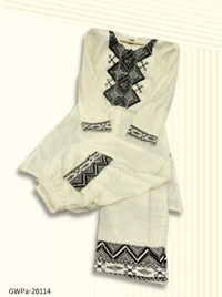 GWPa-28114 Cream Colour Cord Set With Heavy Embroidery  - M