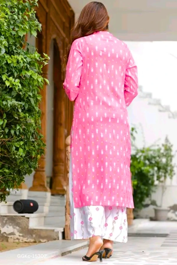 GGKc-15302 Rayon Kurta Palazzo Set - XXL