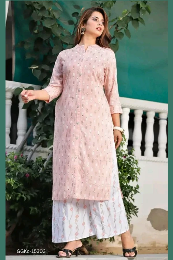 GGKc-15303 Fabulous Women Kurta Palazzo Set - M