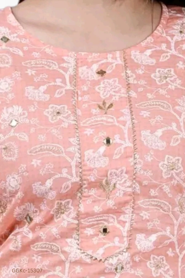GGKc-15307 Women's Rayon Light Pink Kurta With Skirt - XL