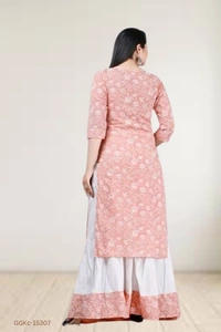GGKc-15307 Women's Rayon Light Pink Kurta With Skirt - 4XL