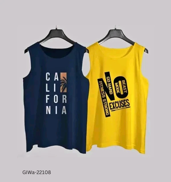 GIWa-22108 Men Vests Yellow Nevy Blue - L