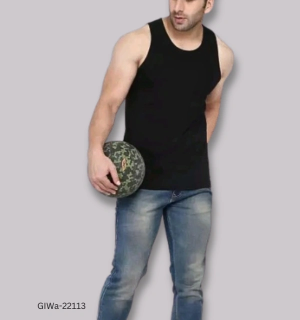 GIWa-22113 Stylish Men Vest Black Colour  - S