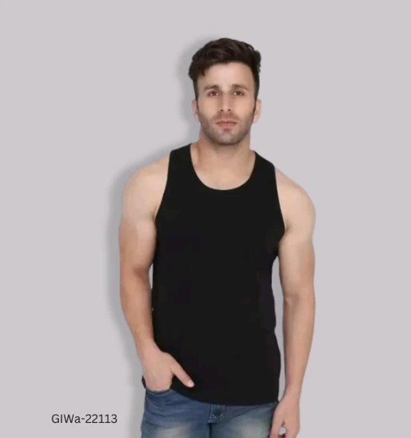 GIWa-22113 Stylish Men Vest Black Colour  - XL