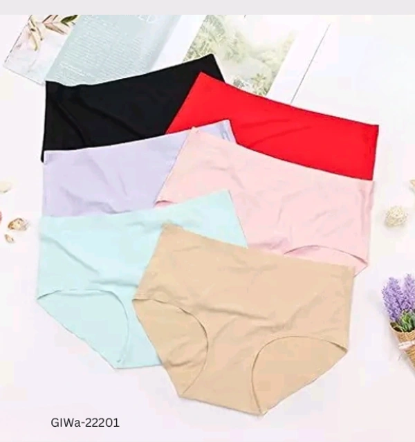 GIWb-22201 Woman Ice Silk Mid-Waist Seamless Panties  - Free Size