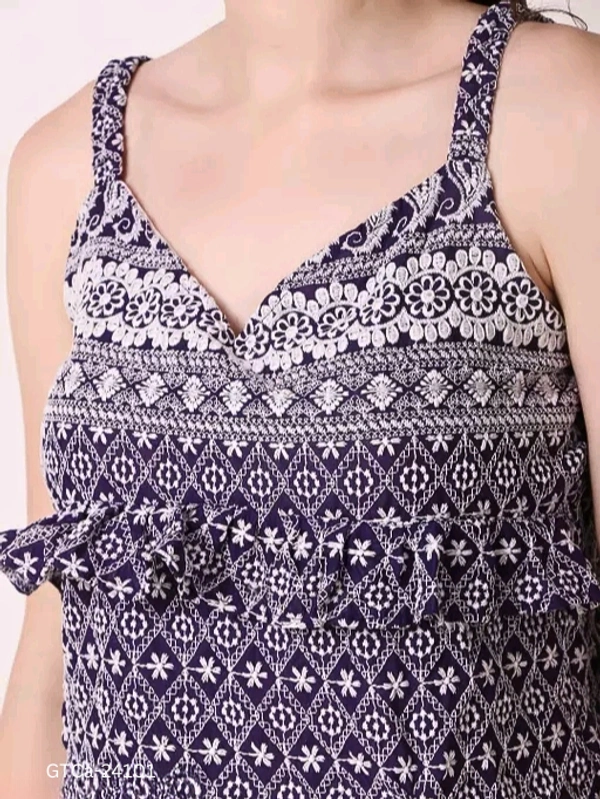 GTCa-24101 Stylish Navy Blue Zari Top - L