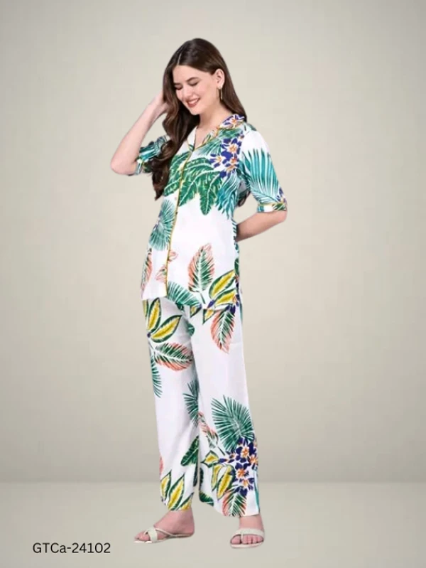 GTCa-24102 Women Printed Night Suit Set  - M