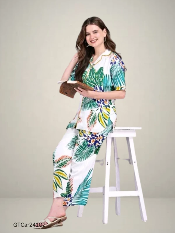 GTCa-24102 Women Printed Night Suit Set  - XL