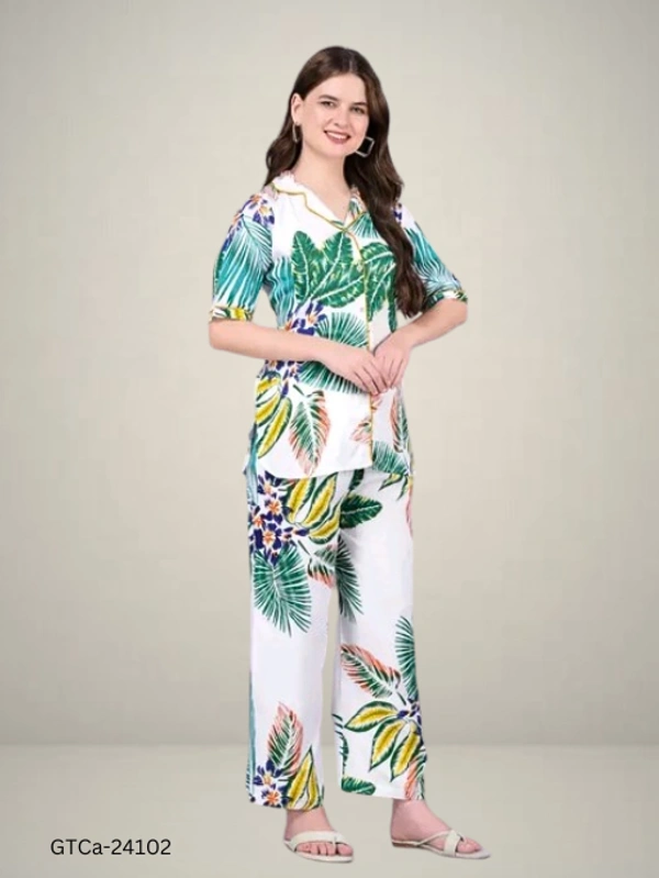 GTCa-24102 Women Printed Night Suit Set  - 3XL