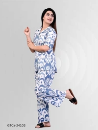 GTCa-24103 Printed Night Suit Set For Women - L