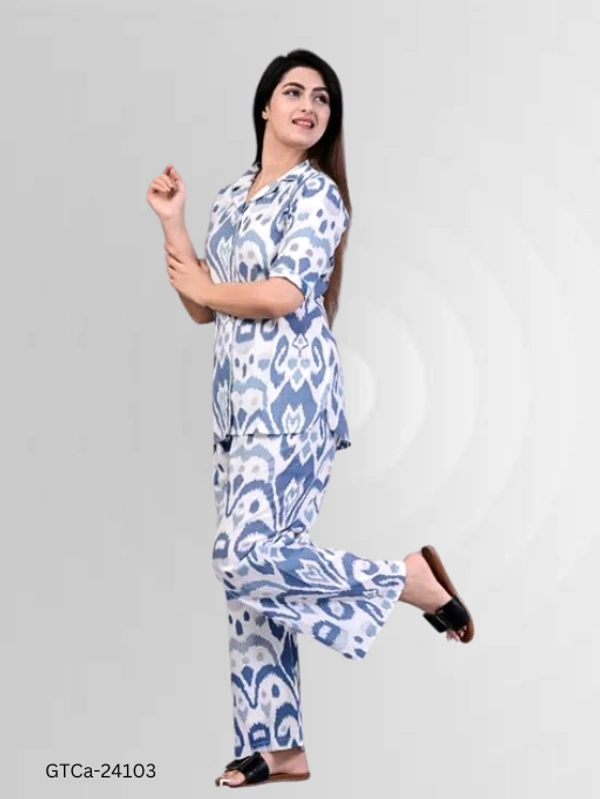 GTCa-24103 Printed Night Suit Set For Women - L